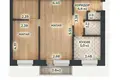 2 room apartment 42 m² Minsk, Belarus